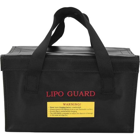 Étui de protection Sac de sécurité pour batterie Lipo antidéflagrant Sac de sécurité résistant au feu avec poignée pour la charge et le stockage (Noir), (1/5)