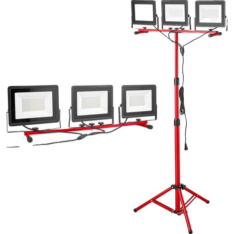 Luz de trabajo LED VEVOR, 21000 lm, 3 cabezales, trípode, cable de 3,3 m, resistente al agua IP65, enchufable, 15000 lm (1/2)