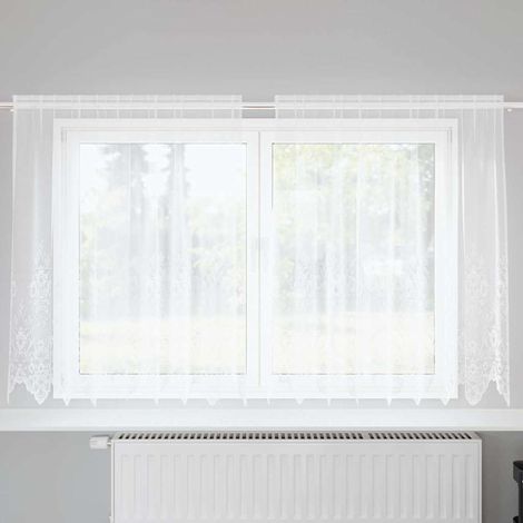 Spitzenvorhang mit Vorhängen Weiß 200x140cm Polyester vidaXL