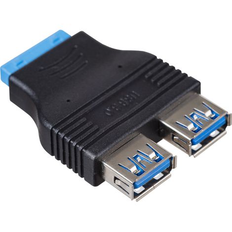 Adattatore Akyga AK-CA-58 da USB 3.0 a 19 pin a 2 porte USB 3.0 per scheda madre del computer. (1/2)