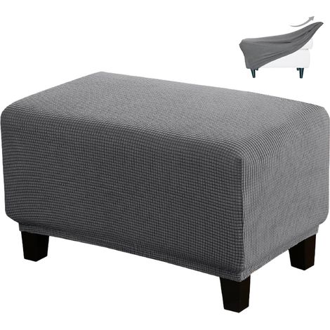 Housse Pour Pouf Rectangulaire - Extensible - Pour Repose-Pieds - Compatible Tous Modèles - 1 Pièce (1/5)