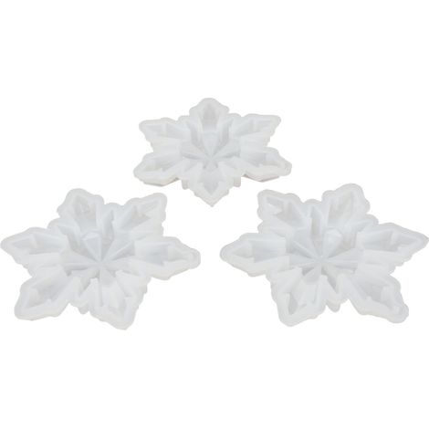 Lot de 3 Moules Flocon en Silicone Souple et Flexible, Réutilisables pour DIY, Création d'Aromathérapie, Feuille de Moulage pour Artisanat