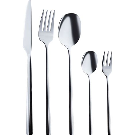 Cutlery Set Silver Stainless Steel 30 Pieces for Every Occasion Knife Spoon Fork Teaspoon Cake Fork Modern Design FREGOLA