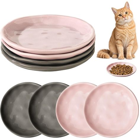 4 Pièces Gamelle Chat, Diamètre 15 cm Gamelle Chat Ceramique, Gamelle Plat Chat, Gamelle Ceramique, Gamelle Plate en Céramique Gamelles Plates pour Chat en Céramique pour Croquette Eau Pâtée (1/5)