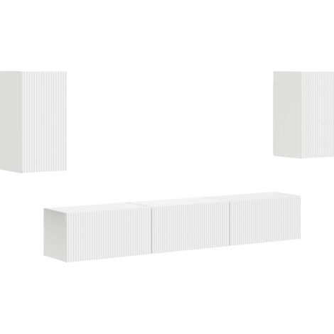 Ensemble meuble TV mural 5 pcs - Armoire TV suspendue Blanc Bois d'ingénierie fr1925 - Maison La Vie