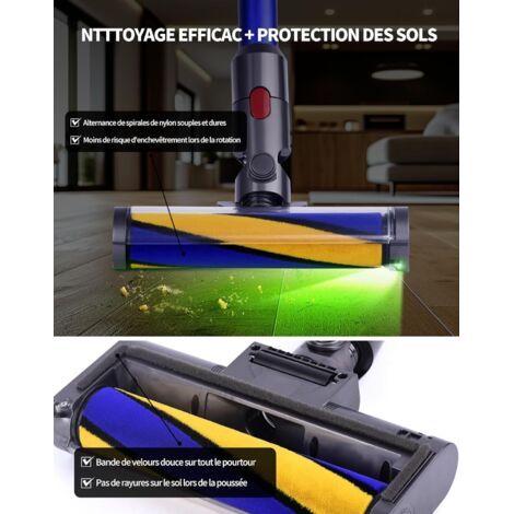 Brosse rotative de rechange pour aspirateurs Dyson V15, V11, V10, V8 et V7 – Indicateur LED vert pour sols durs – Brosse rotative douce et résistante – Installation facile (1/3)