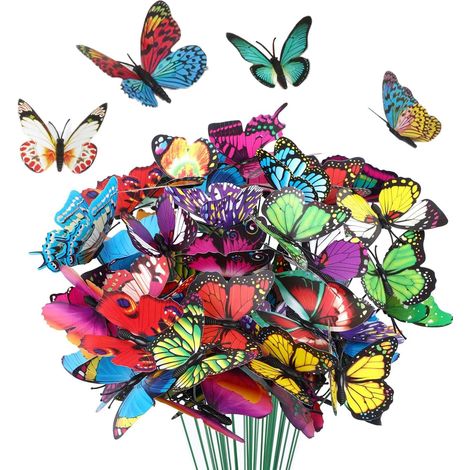 MINKUROW 100 Pezzi Pali per Farfalle da Giardino, Decorazione Piante Farfalle, Decorazione Impermeabile a Forma di Farfalla, Bastoncini Decorativi da Giardino, Decorazione Farfalla Colorata, per Giard (1/5)