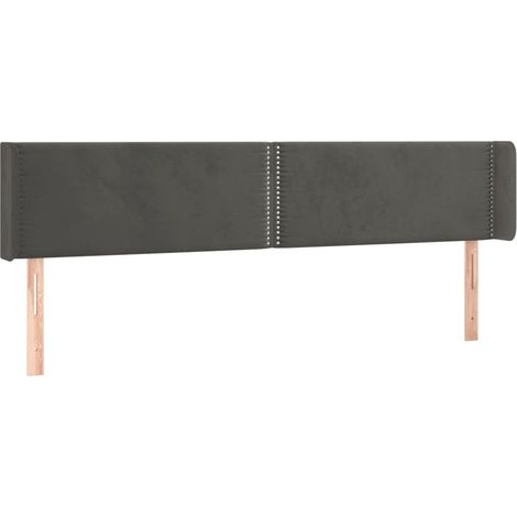Testiera accessorio letto mobile camera da letto con bordo laterale 203 x 16 x 78/88 cm tessuto velluto grigio scuro TDL0204936