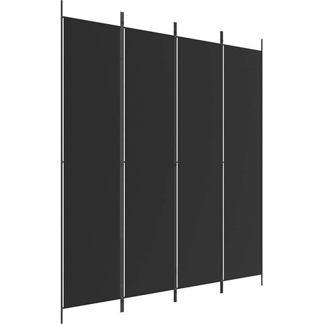 vidaXL Cloison de séparation 4 panneaux Noir 200x220 cm Tissu