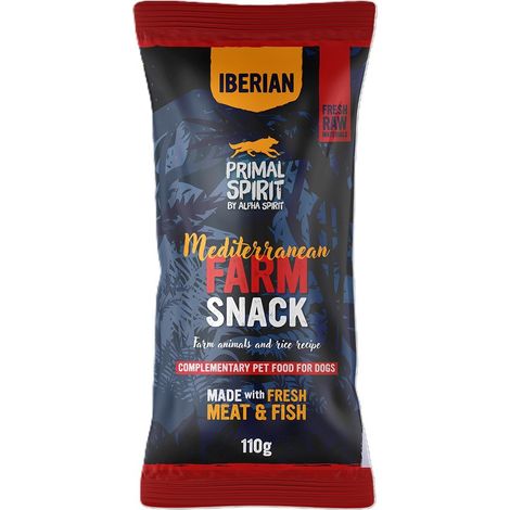 Primal Spirit Iberian  Friandises pour chiens  Sachet de 110 g - Ferme méditerranéenne 110 g