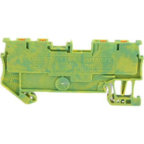 Bloc de mise à la terre Phoenix Contact PT 1.5/S-QUATTRO-PE, 0.14  1.5mm², Enfichable, Vert/Jaune ( Prix pour Paquet de 5 )