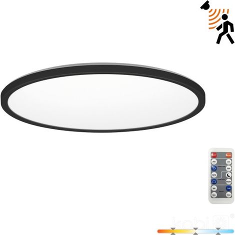 Plafonnier rond noir moderne Ø30cm LED 24W avec télécommande et capteur IP54 nivera circle Kobi (1/5)