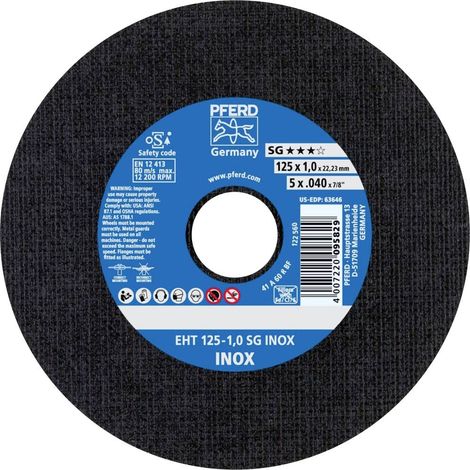 PFERD TOOLS EHT 125-1,0 SG INOX 61341116 Disque à tronçonner 125 mm 25 pc(s) acier inoxydable (1/4)