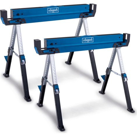 Scheppach Set de 2 tréteaux d’atelier MWB700 – Charge max 1200 kg – Réglable en hauteur – Pliable – Tréteau réglable et pliable – Lot de 2 tréteaux pliables