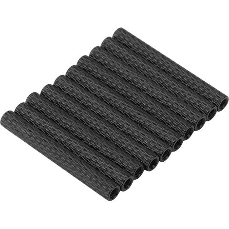 Lot de 10 entretoises rondes en aluminium M3x40 noires pour quadricoptère (1/5)