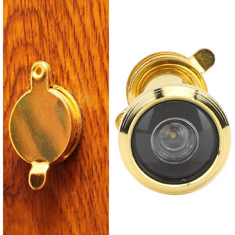 Caméra de judas de porte anti-effraction en 2 pièces avec couvercle arrière, design simple, finition dorée, ouverture de 14 à 16 mm, convient aux portes de 35 à 60 mm d'épaisseur. (1/5)