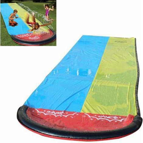Toboggan Aquatique pour Enfants avec Planche de Surf, Toboggan Aquatique Double Requin avec Papier de réparation, 4,8 x 1,4 m (1/5)