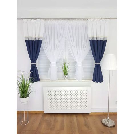 Tenda pronta all'uso - un set con tende blu navy (1/5)