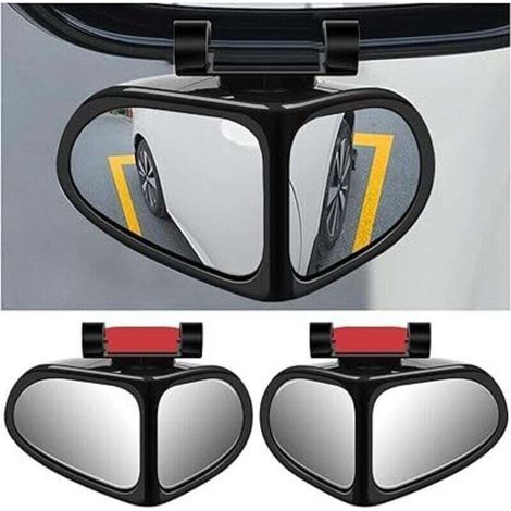 Pack de de 2 rétroviseurs d'angle mort 2 en 1 pour voiture, XU, Rétroviseur grand angle réglable à rotation à 360 degrés, Rétroviseur auxiliaire universel HD pour véhicule, Camion, SUV (noir) - KZQ (1/4)