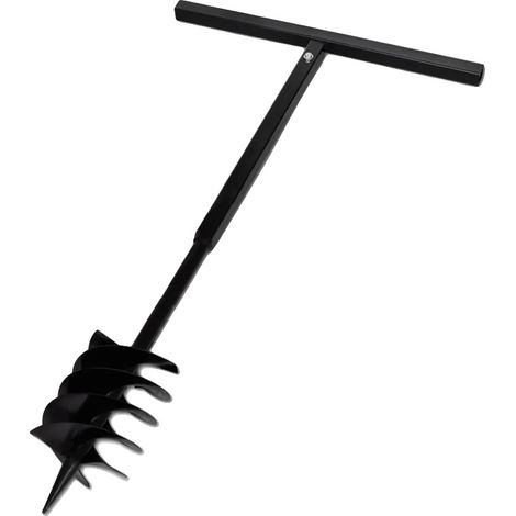 Taladro de tierra, broca de 180 mm de diámetro, construcción de acero, 900 mm de longitud, compatible con accesorios de taladro estándar, adecuado para perforación de tierra. (1/5)