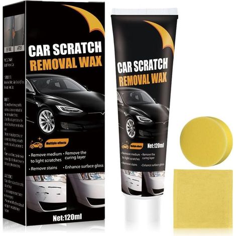 Efface Rayure Voiture 2026 – Car Scratch Remover Wax, Pâte de Réparation pour Rayures Profondes, Cire de Polissage Anti-Rayures avec Chiffon et Éponge, Universel pour Carrosserie (1PC) (1/5)