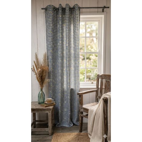 Rideau Montagne Bleu à Carreaux Edelweiss - 170 x 250 cm - Bleu (1/2)