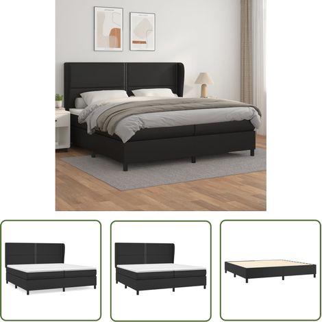 The Living Store Boxspringbett mit Matratze Schwarz 200x200 cm Kunstleder - Boxspringbett - Doppelbett - Bettenrahmen - Kunstlederbett - Schwarzes Bett (1/5)