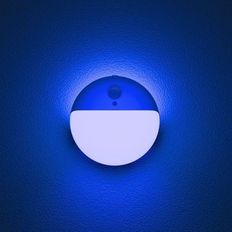 2 packs détecteur de mouvement veilleuse bleue, 2 sources lumineuses, 3 modes d'éclairage, alimenté par batterie, veilleuse à gradation continue (1/5)