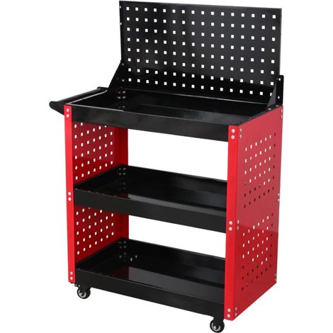 carrello porta attrezzi 3 ripiani con pannello essenza 75x35x106 cm