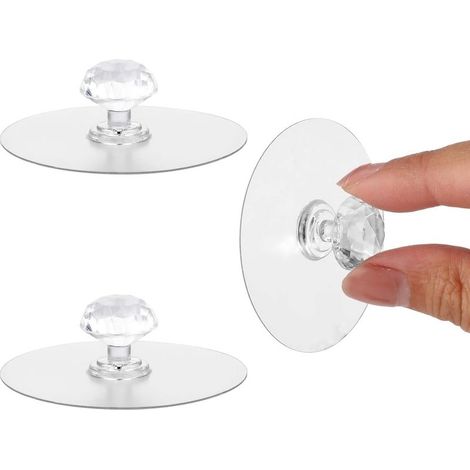 5cm Lot de 2 boutons de tiroir transparents en forme de diamant pour armoire cuisine salle de bain commode meubles porte fenêtre autocollants amovibles (1/5)