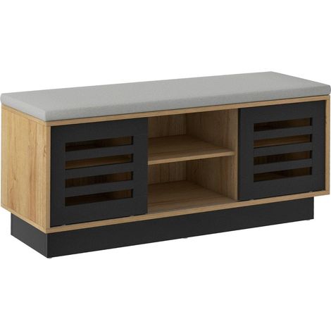 Panca e scarpiera 2 in 1 con 6 scomparti e 3 ripiani regolabili 995 x 345 x 46 cm naturale