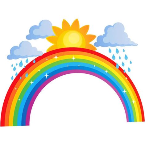 Sticker mural soleil arc en ciel Totority autocollant (1/5)