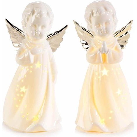 Angioletti Natalizi in Porcellana Luminosi Set da 2 Idea Regalo (1/4)