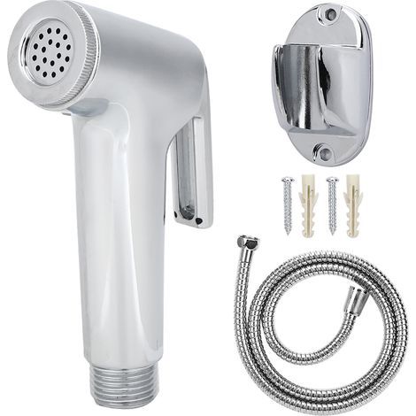 3-teiliges Set galvanisiertes Bidet-Sprühgerät, Sprühkopf, Halterung, Badezimmerschlauch-Set, Zubehör (1/5)