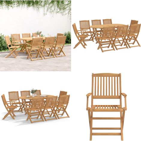 Ensemble à manger de jardin 9 pcs bois d'acacia solide - Meubles De Jardin - Salon De Jardin - Set De Table - Acacia - Mobilier Exterieur - Home & Living (1/5)