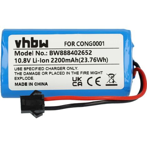 vhbw Batería compatible con Cecotec Conga 890 Slim, Slim, Slim 890, Slim 890 Wet aspiradora (2200 mAh, 10,8 V, Li-Ion)