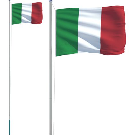 Drapeau de l'Italie et mât 6,23 m Aluminium CFW995290 (1/5)