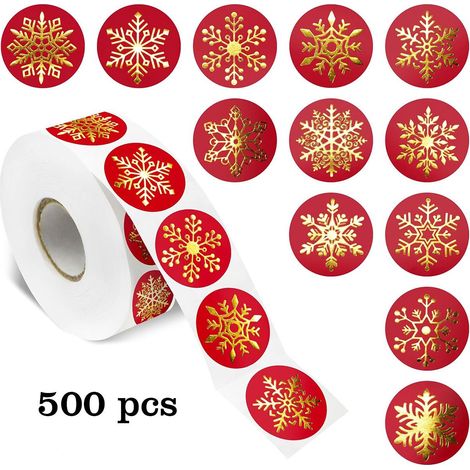 étiquette de noël autocollant de noël étiquette décorative de noël autocollant en rouleau 500 pièces par rouleau idéal pour emballer les cadeaux et décorer les cartes de vœux rouge réutilisable 12 mot (1/3)