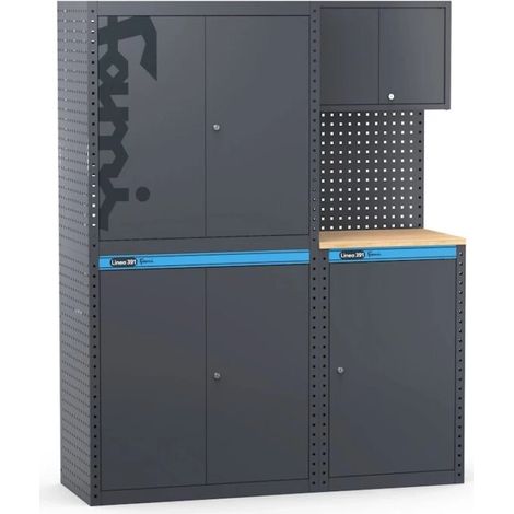 arredamento modulare per officina fami "linea 391" con armadi anta a battente in lamiera antracite 152x49,5x190 cm (1/2)