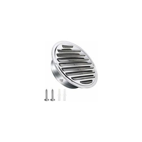 Grille aération VMC,Griglia di ventilazione in acciaio inox 100mm con viti e tasselli Protezione dagli agenti atmosferici Lamelle con zanzariera e fibbia Griglia di uscita dell'aria rotonda V (1/4)
