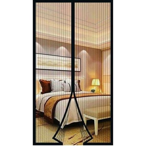 Magnetisches Moskitonetz für Türen, Insektenschutzvorhang, Moskitonetz für Schiebetüren zur Terrasse, magnetisches Moskitonetz ohne Bohren (90 x 210 cm, schwarz) (1/5)