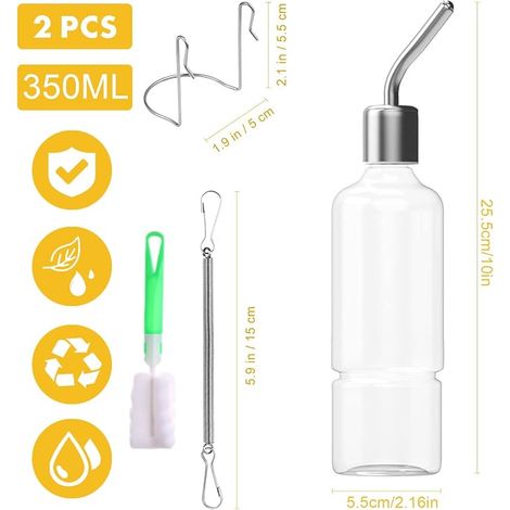bouteilles d'eau automatiques animaux de compagnie, lapin, hamster, lapin nain, cochon d'Inde (transparent, 350 ml) (1/4)