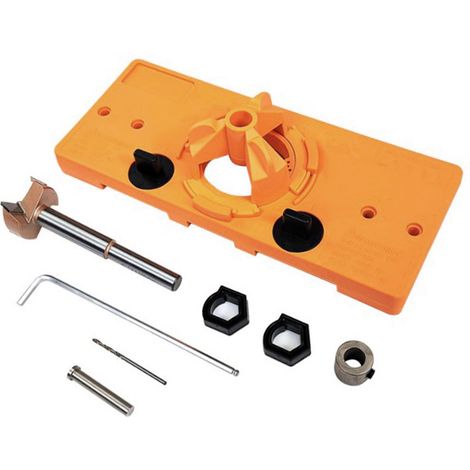 Scie cloche pour charnières de 35 mm (jaune) Scie cloche pour le travail du bois de 35 mm Scie cloche pour charnières de 35 mm Positionneur de charnières pour panneaux de porte Scie cloche pour le tra (1/5)
