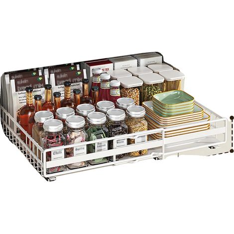 Organisateur de placard de cuisine, design extensible réglable, acier au carbone, wh (1/2)