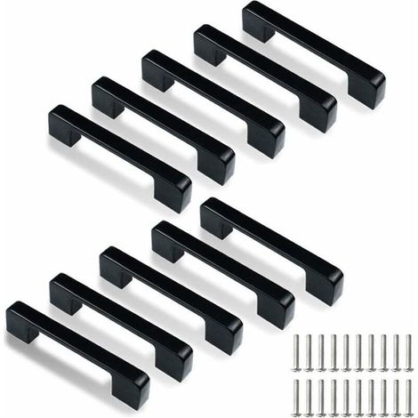 10 pièces poignées de meubles noires, poignées de meubles 96 mm, poignée de meuble, poignées pour armoires de cuisine en acier inoxydable, poignées d'armoire, poignées noires, poignées