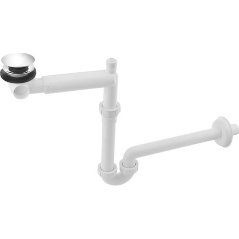 URBINO Siphon de lavabo peu encombrant avec écoulement clic-clac, 5/4" - 32 mm, blanc (1/2)