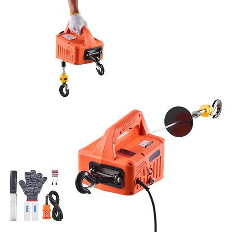 Mophorn Palan Électrique Portable 3 en 1 avec Treuil de Levage 700 kg, 1500 W, pour Usine, Entrepôt, Hauteur de Levage 7,6 m, Vitesse 5 m/min, Commande Manuelle et Télécommande Filaire/Sans Fil (1/5)