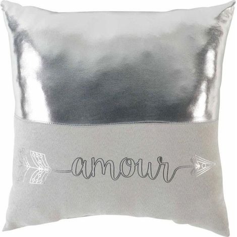 Coussin Déco "Amour" 40x40cm Argent