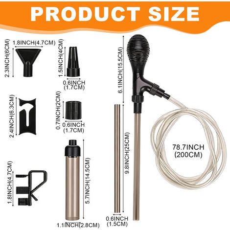 Siphon Aquarium Manuel avec Pompe, Changeur d'eau et Kit de Nettoyage de Gravier pour Aquarium, Aspirateur de Fond pour Nettoyage et Entretien de Bassin