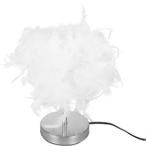 Lampe de table en métal avec abat-jour en plumes, veilleuse de chevet, prise européenne. (1/4)